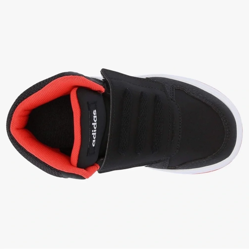 Adidas Hoops Mid 2.0 Toddler Shoes Size 3K Black White Red Velcro Sneakers